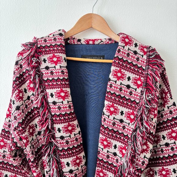 Zara Jacquard Fringe Aztec Print Jacket - Picture 8 of 11